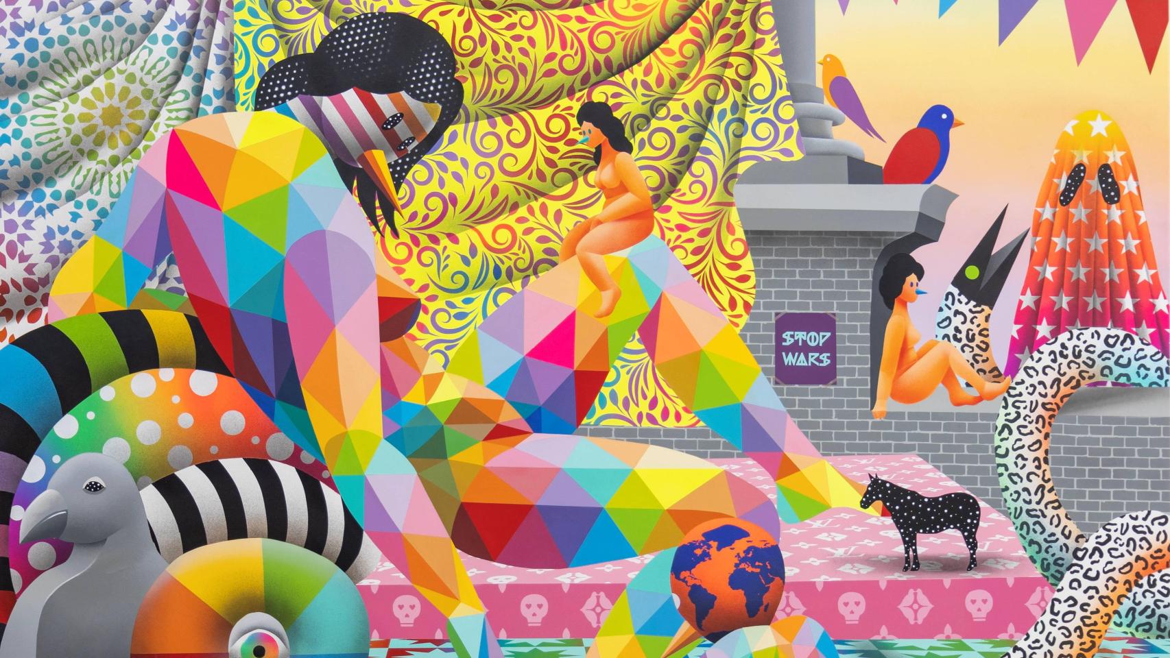Okuda San Miguel: 'Muses at the spa', 2024 (3 Punts Galería. Art Madrid)