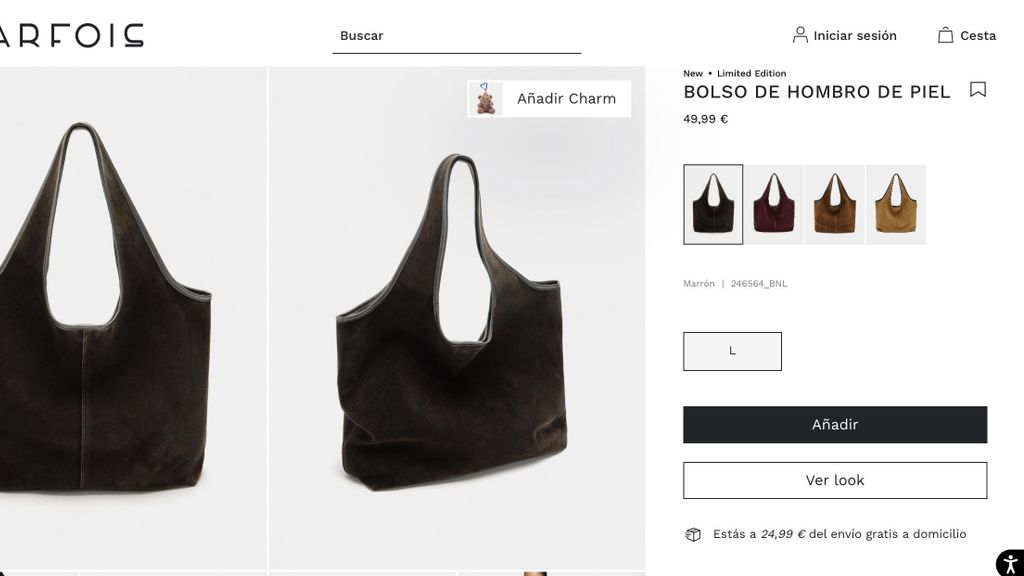 Bolso de hombro de piel. Ref. 246564_BNL