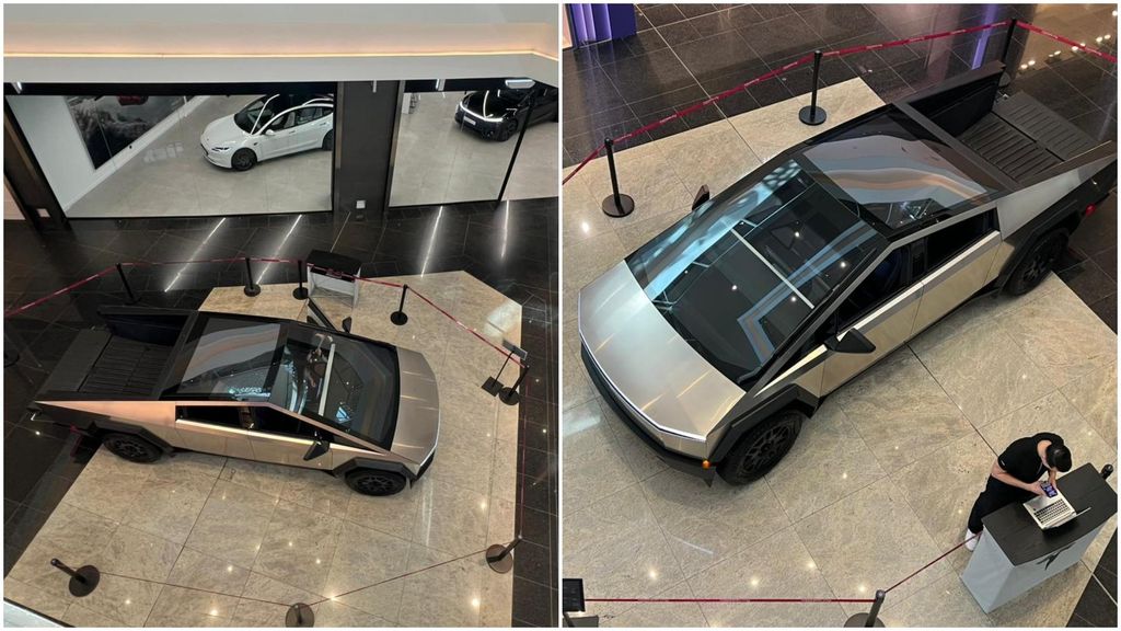 Tesla Cybertruck, modelo expuesto en el Centro Comercial Marineda City de A Coruña