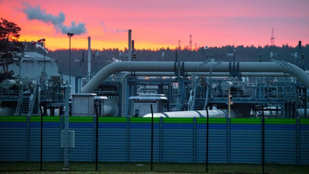 File image of the pipe systems and shut-off devices of the Nord Stream 2 Baltic Sea gas pipeline.
