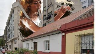 Mural artístico en una medianera en Vigo
