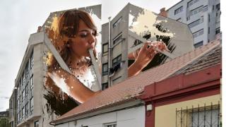 Mural artístico en una medianera en Vigo