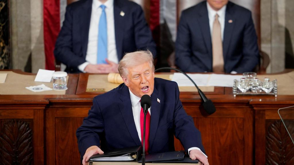 El presidente de Estados Unidos, Donald Trump, durante el discurso del estado de la Unión.