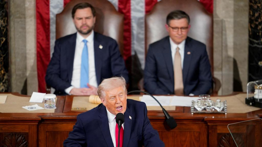 El presidente de Estados Unidos, Donald Trump, durante el discurso del estado de la Unión.