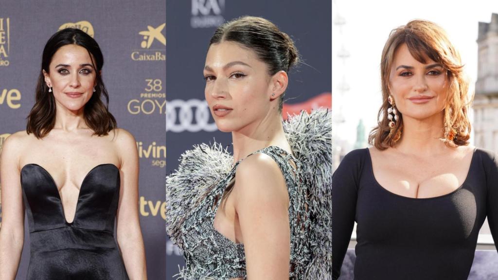 Las actrices Macarena García, Úrsula Corberó y Penélope Cruz luciendo algunas de las propuestas.