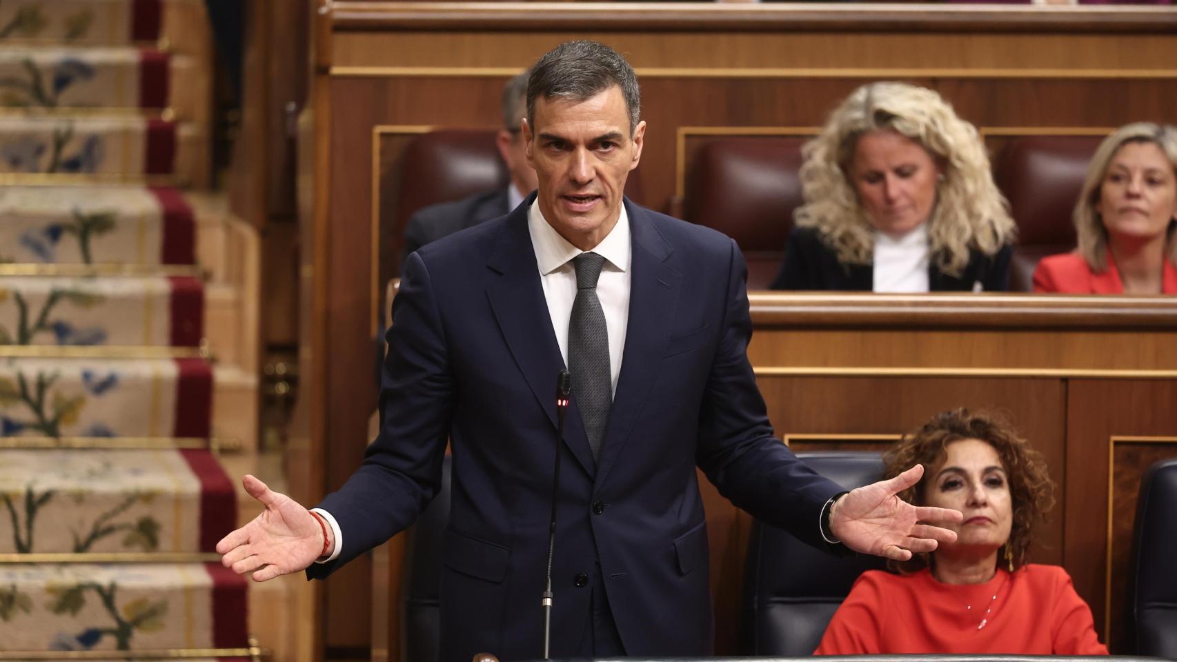 El presidente del Gobierno, Pedro Sánchez, en el Congreso.