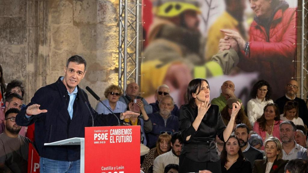 Pedro Sánchez este jueves en un acto en Burgos.