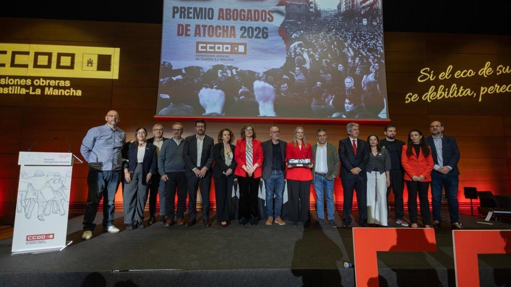 Entrega del premio Abogados de Atocha. Foto: CCOO CLM.