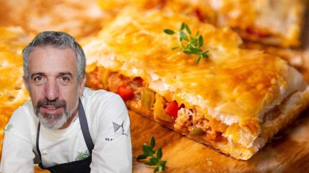 Pepe Solla junto a una empanada gallega.