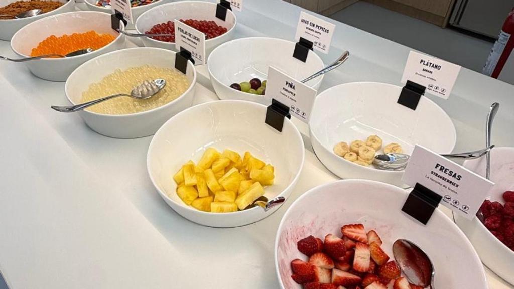 Algunos de los toppings a elegir.