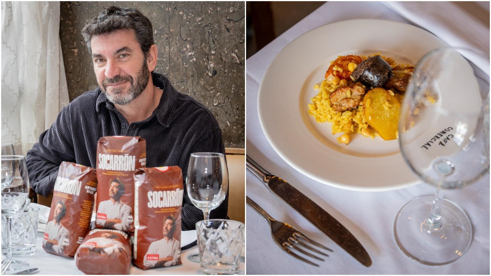 Arturo Valls con el arroz de su marca. EE