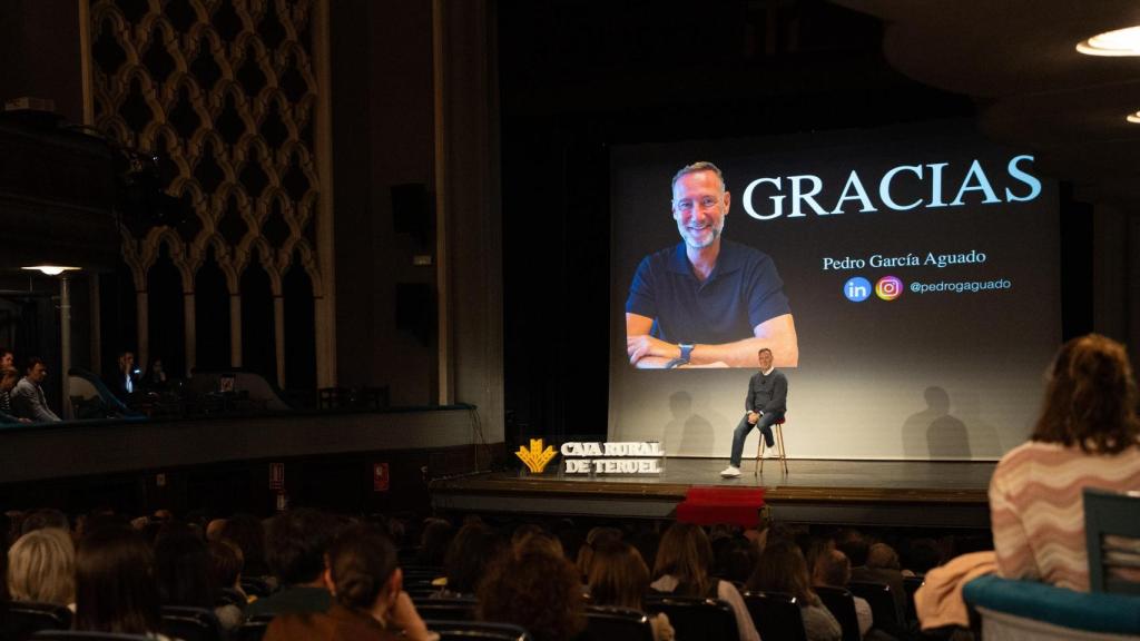 Pedro García Aguado en la conferencia de este jueves en Teruel.