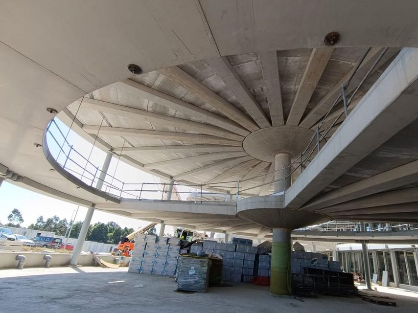 Obras en la nueva fábrica de Estrella Galicia en el polígono de Morás.