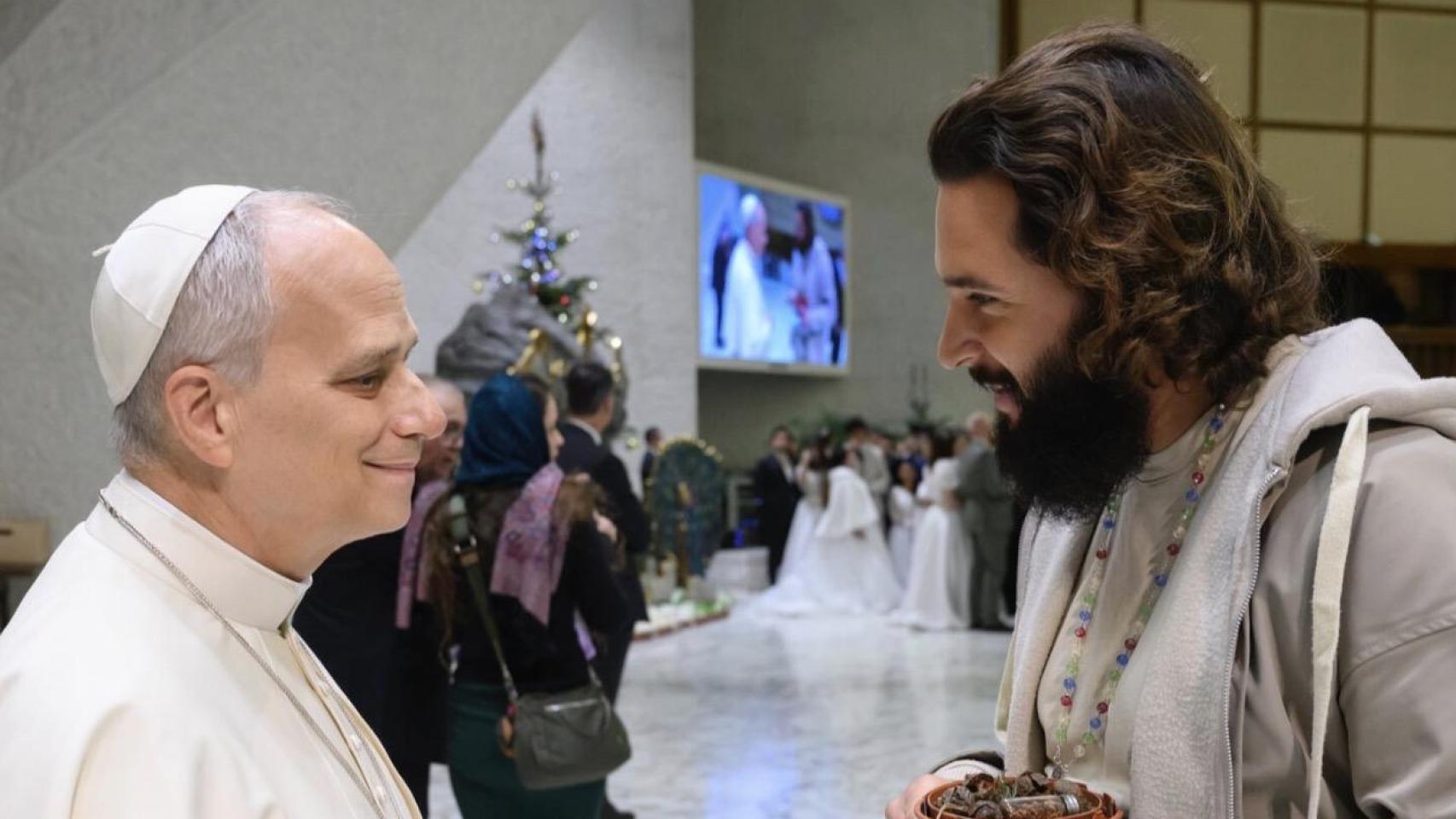Adrián Pelayo, durante su charla con el Papa León XIV.