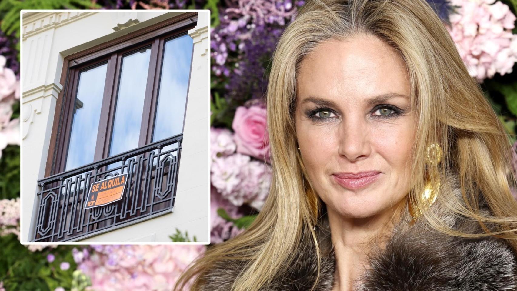 Genoveva Casanova en una imagen tomada en 2022 junto a la fachada de su casa, en un fotomontaje.
