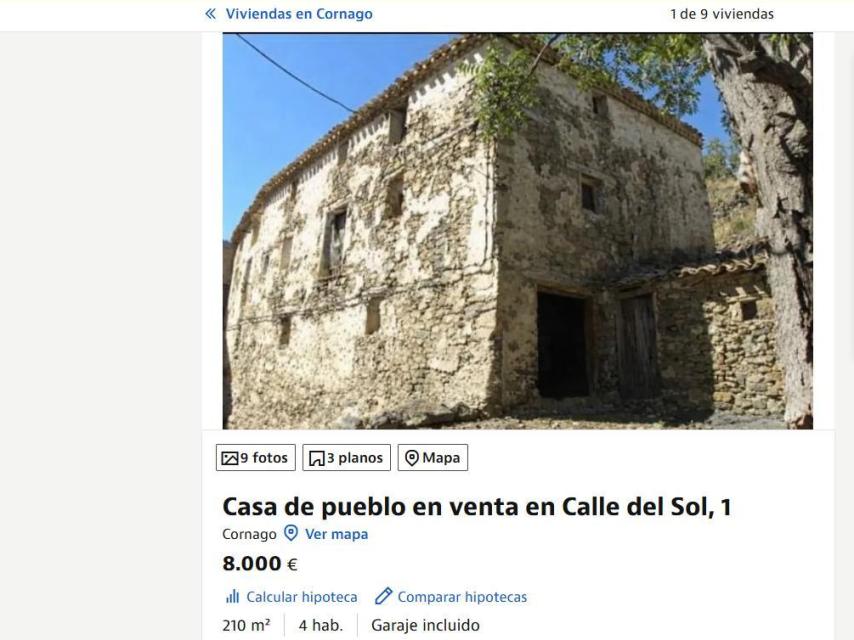 Una casa de pueblo que se vende por 8.000 € en Cornago, La Rioja.