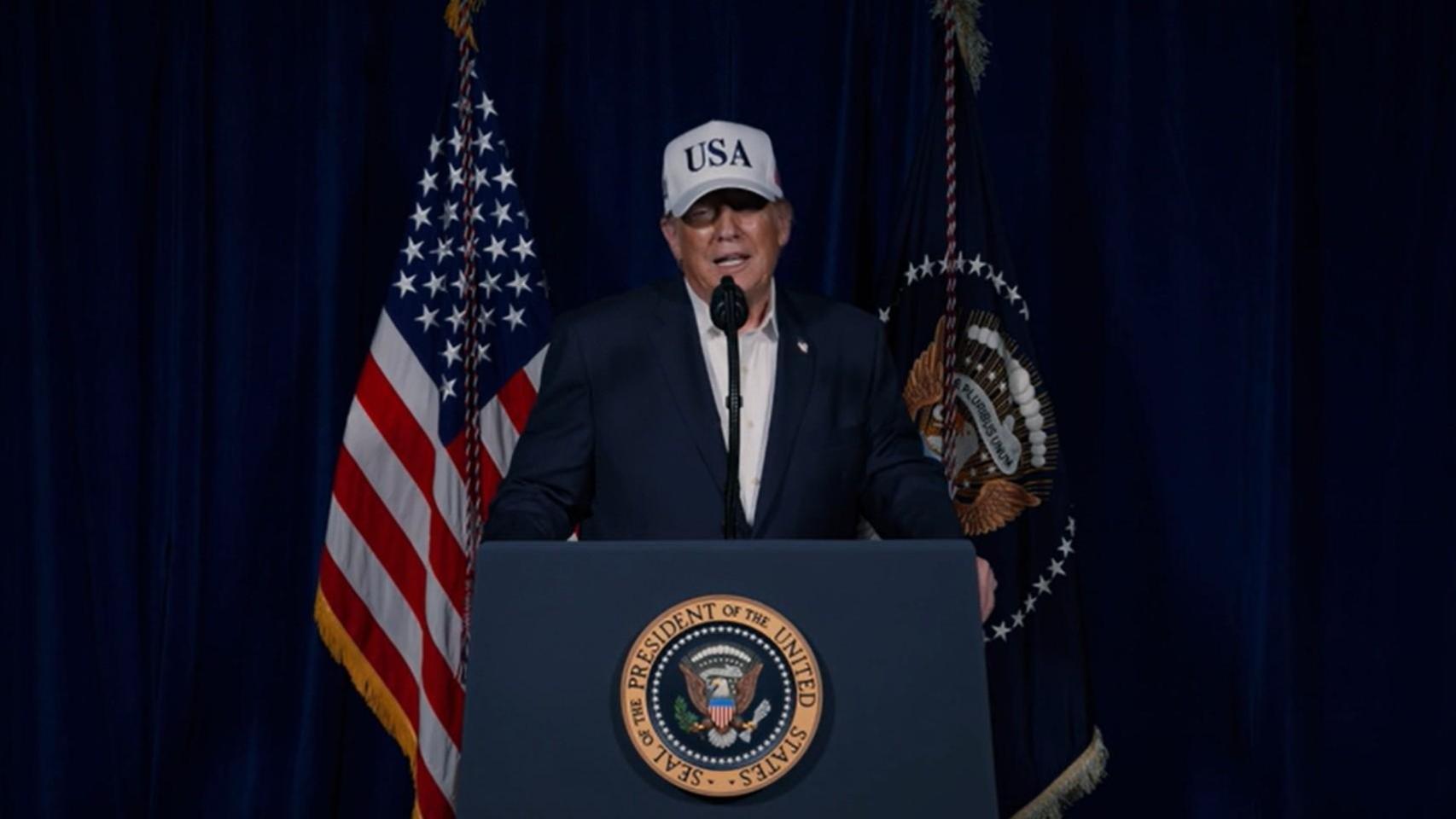 Donald Trump dando un discurso este sábado.