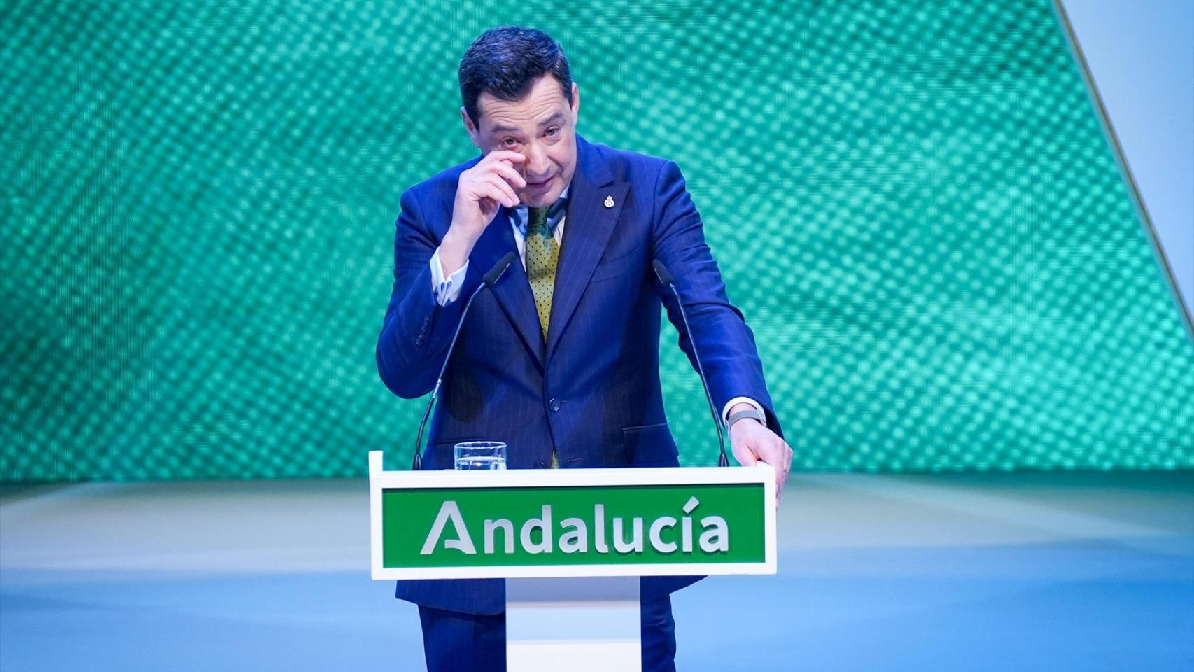 El presidente de la Junta de Andalucía, Juanma Moreno, durante el discurso en la entrega de las Medallas.ere que lo vayamos a utilizar para dividir