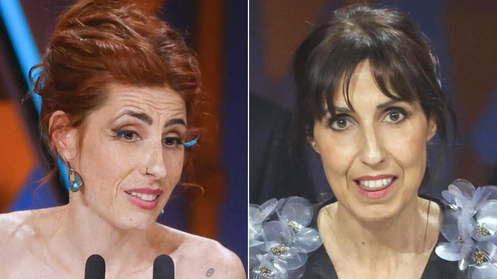 Miriam Garlo y Eva Libertad recogiendo sus respectivos premios Goya. Fotos: Jesus Briones / GTRES