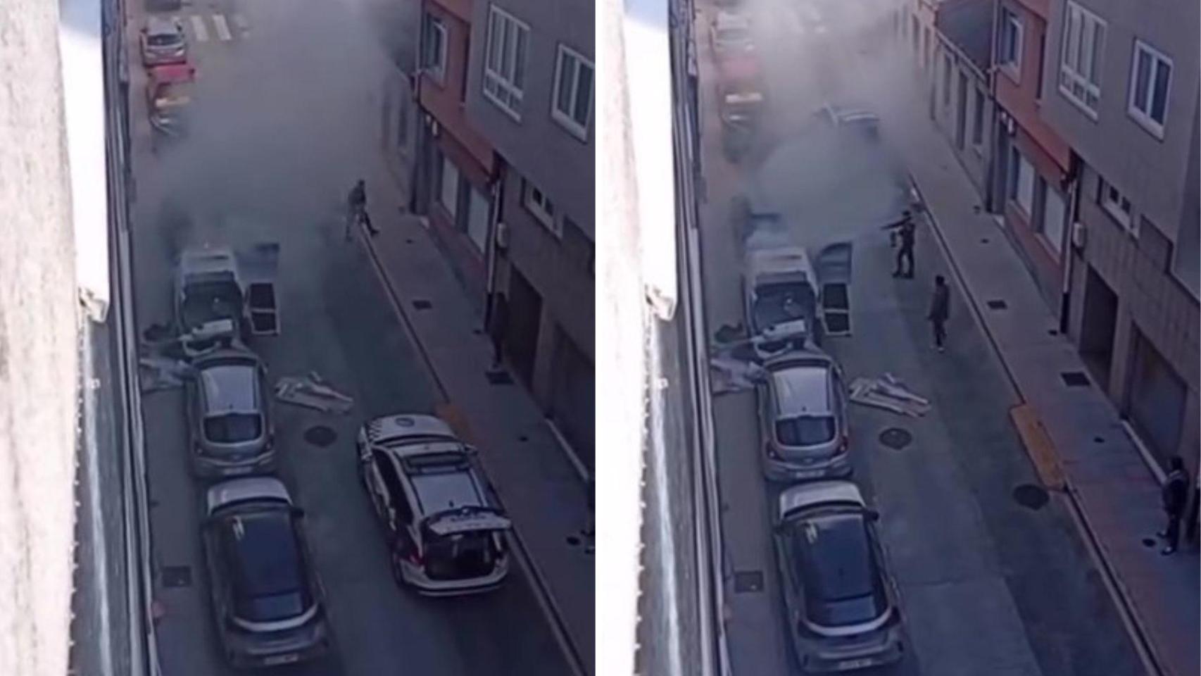 Arde un vehículo en el barrio de Monte Alto, en A Coruña