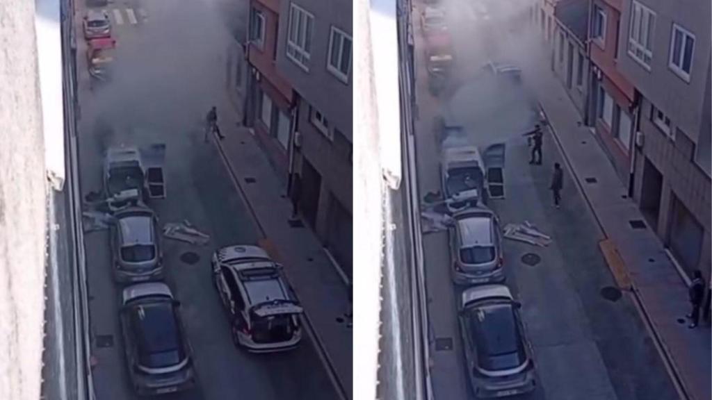 Arde un vehículo en el barrio de Monte Alto, en A Coruña