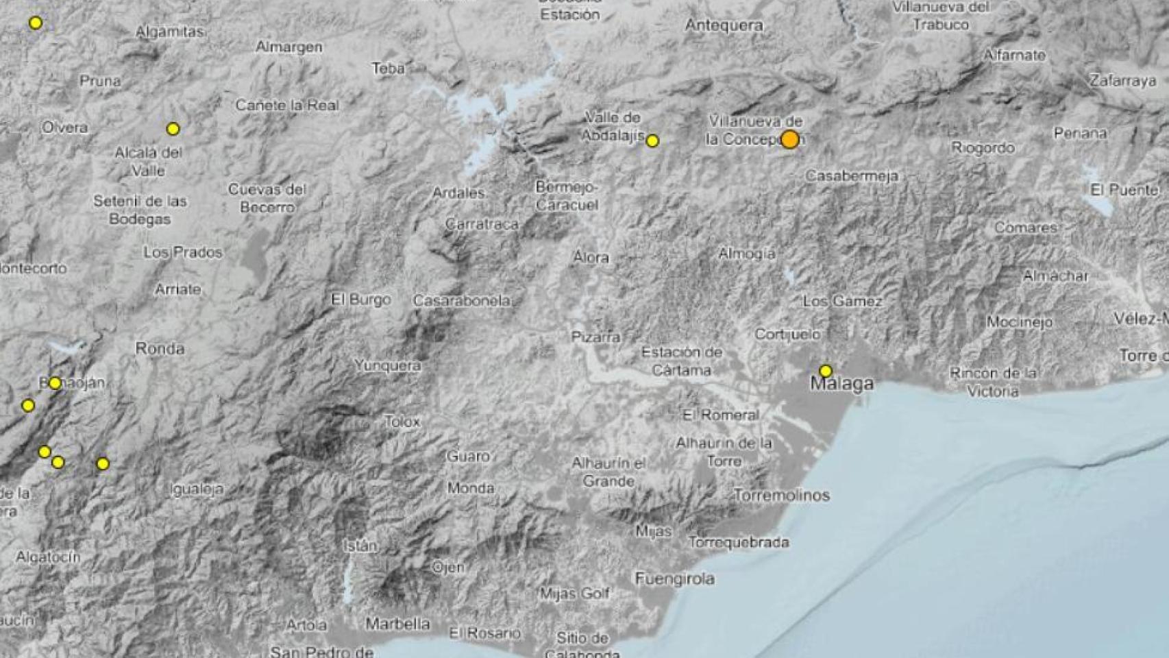 Mapa con terremotos.