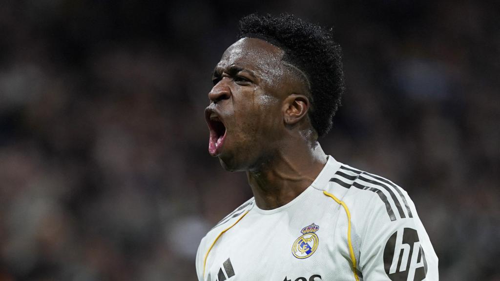 Vinicius celebra un gol ante la Real Sociedad.