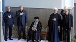 Iran's Supreme Leader Ayatollah Ali Khamenei and Iranian President Masoud Pezeshkian attend a memorial ceremony in Tehran for the late Hezbollah leader in Lebanon, Hassan Nasrallah.