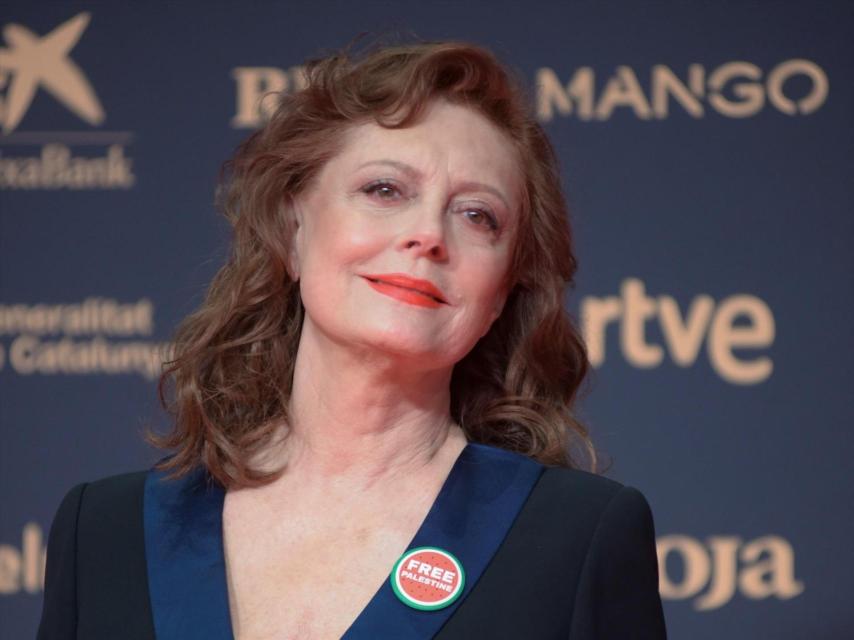 La actriz Susan Sarandon al recibir, este sábado, el Goya Internacional en Barcelona.