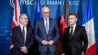 Los líderes de Reino Unido, Alemania y Francia en la Conferencia de Seguridad de Múnich.