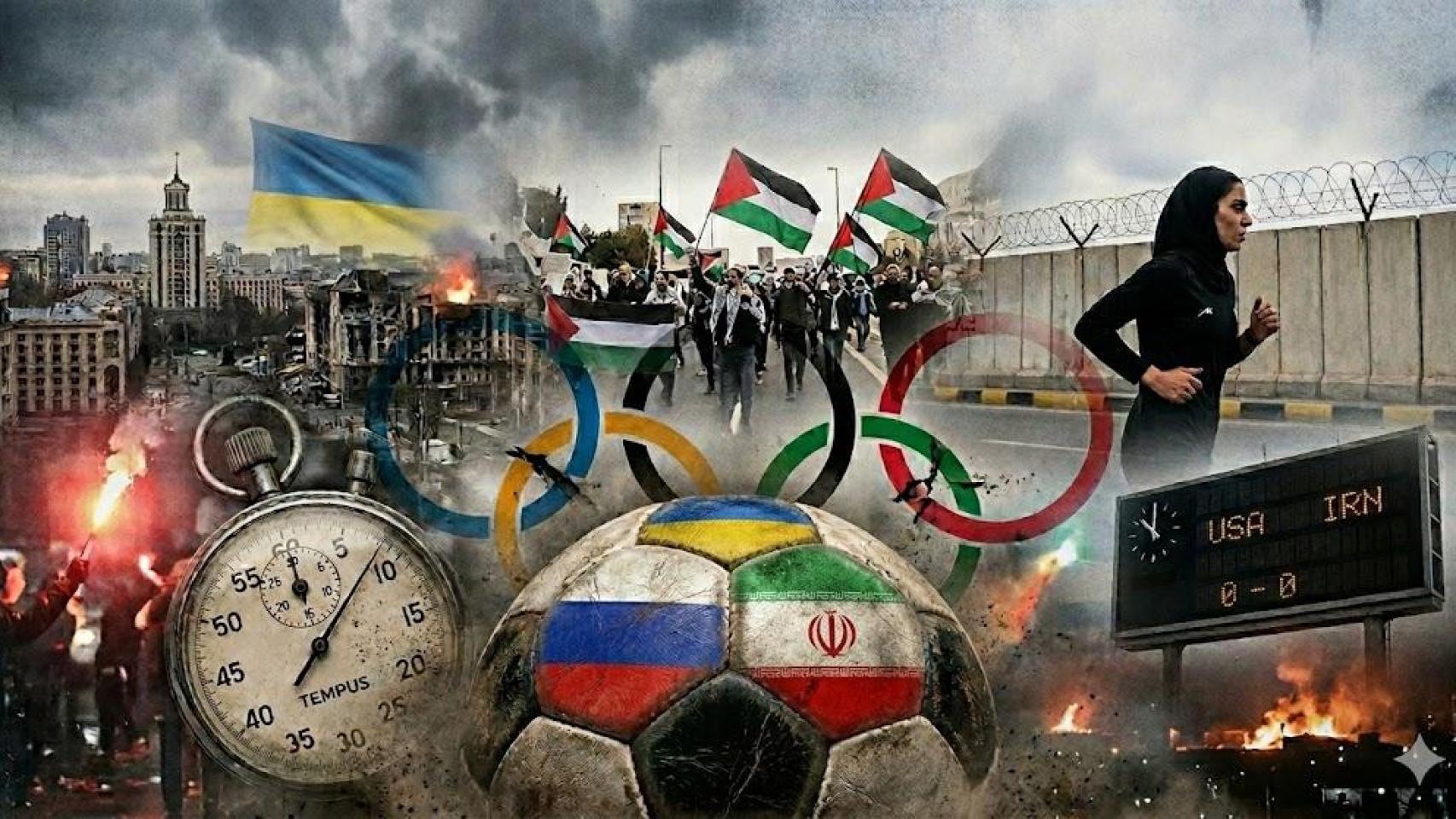 Montaje con los conflictos bélicos que condicionan al mundo del deporte.