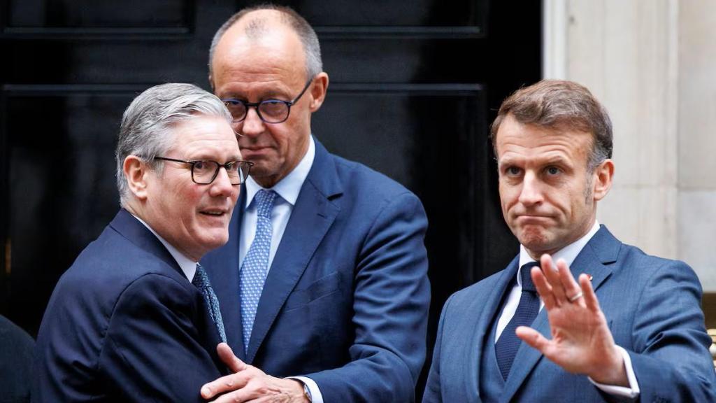 Los líderes de Reino Unido, Alemania y Francia en la Conferencia de Seguridad de Múnich.