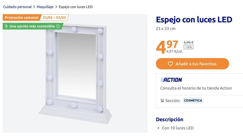 Espejo con luces LED.