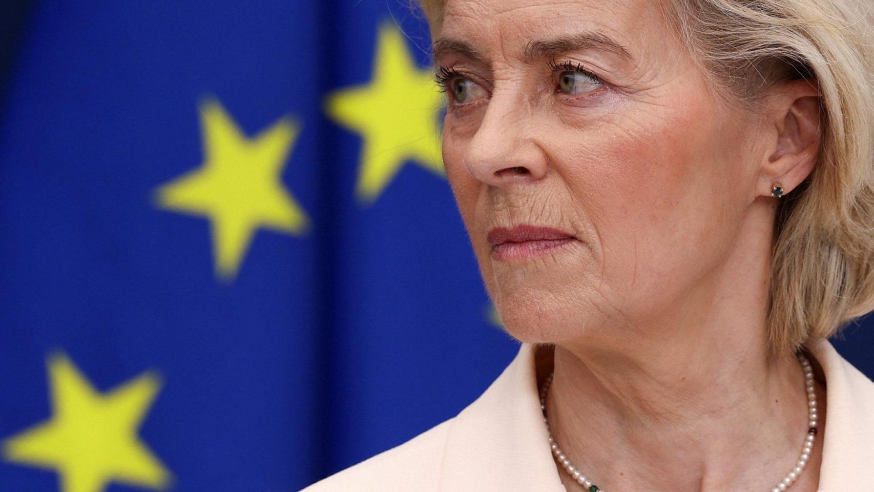 La presidenta de la Comisión, Ursula von der Leyen, durante la comparecencia de este lunes en Bruselas
