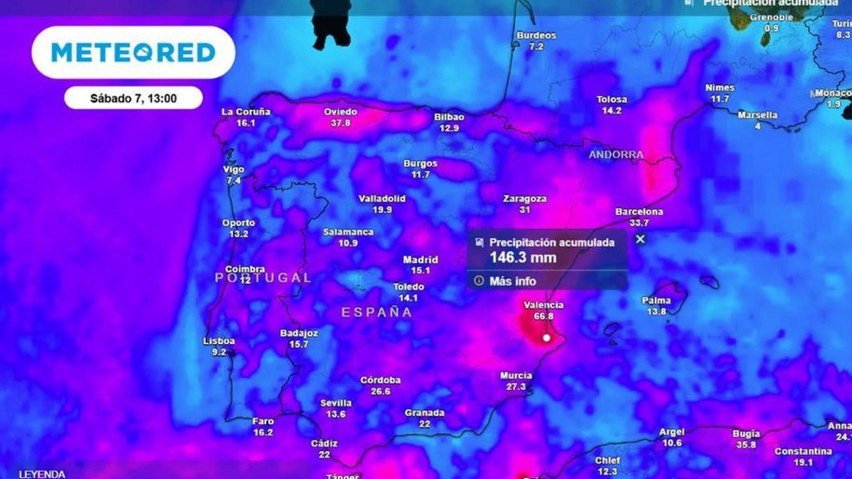 Previsión de la borrasca Regina para el sábado