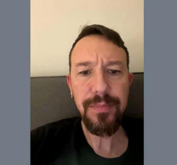 Pablo Iglesias, este lunes en la videoconferencia desde México con la Audiencia Nacional./