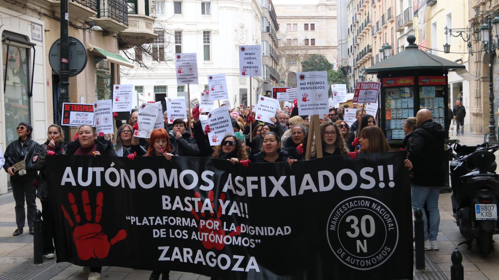 Manifestación de autónomos en Zaragoza