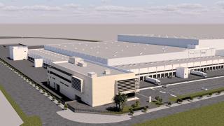 Render del nuevo centro de distribución de Inditex en Sagunto. EE