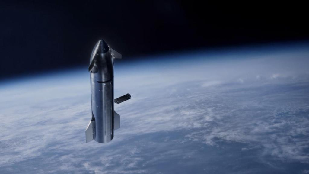 Imagen de Starship desplegando satélites.