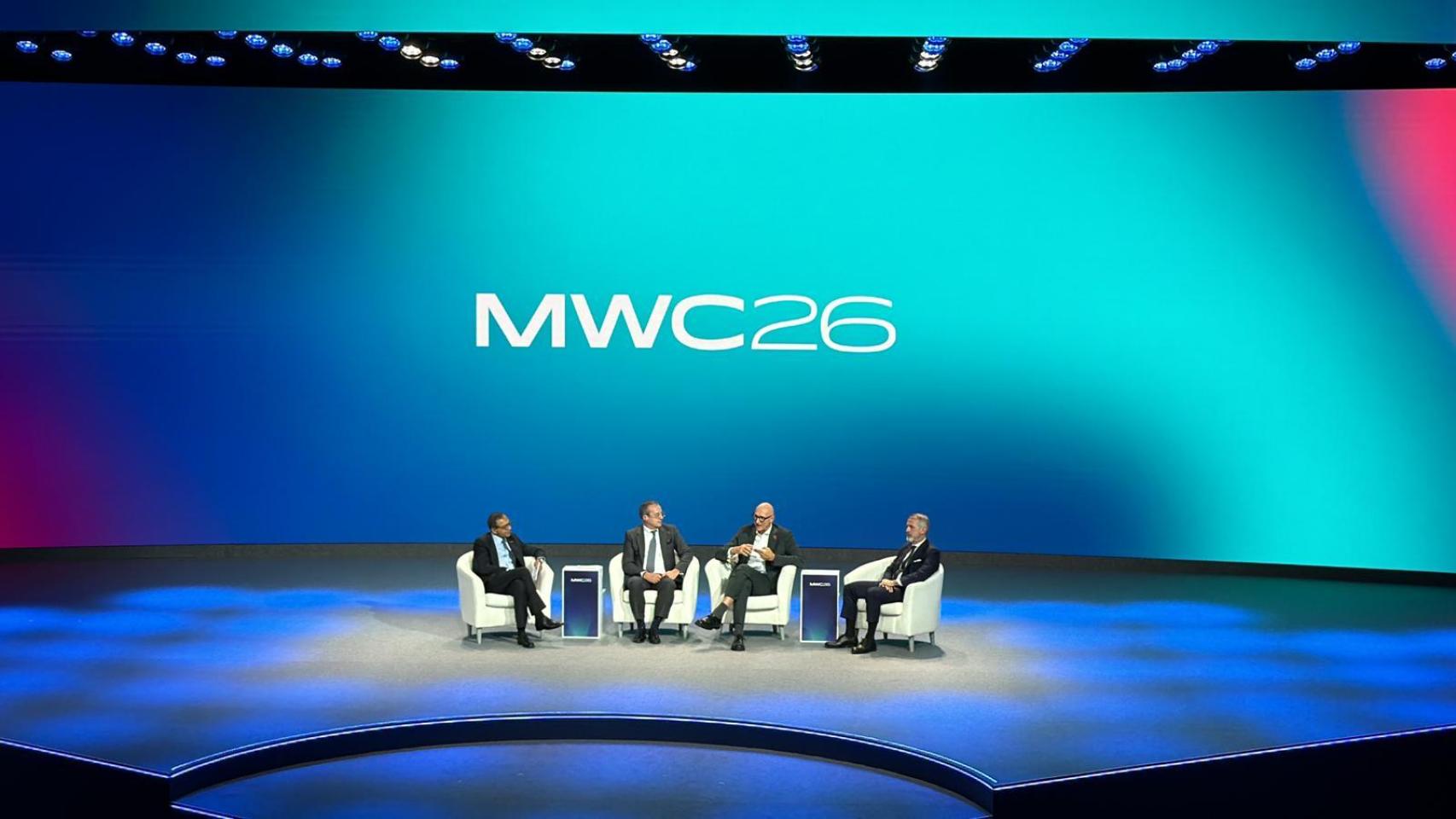 Marc Murtra, durante su intervención en el MWC 2026 de Barcelona