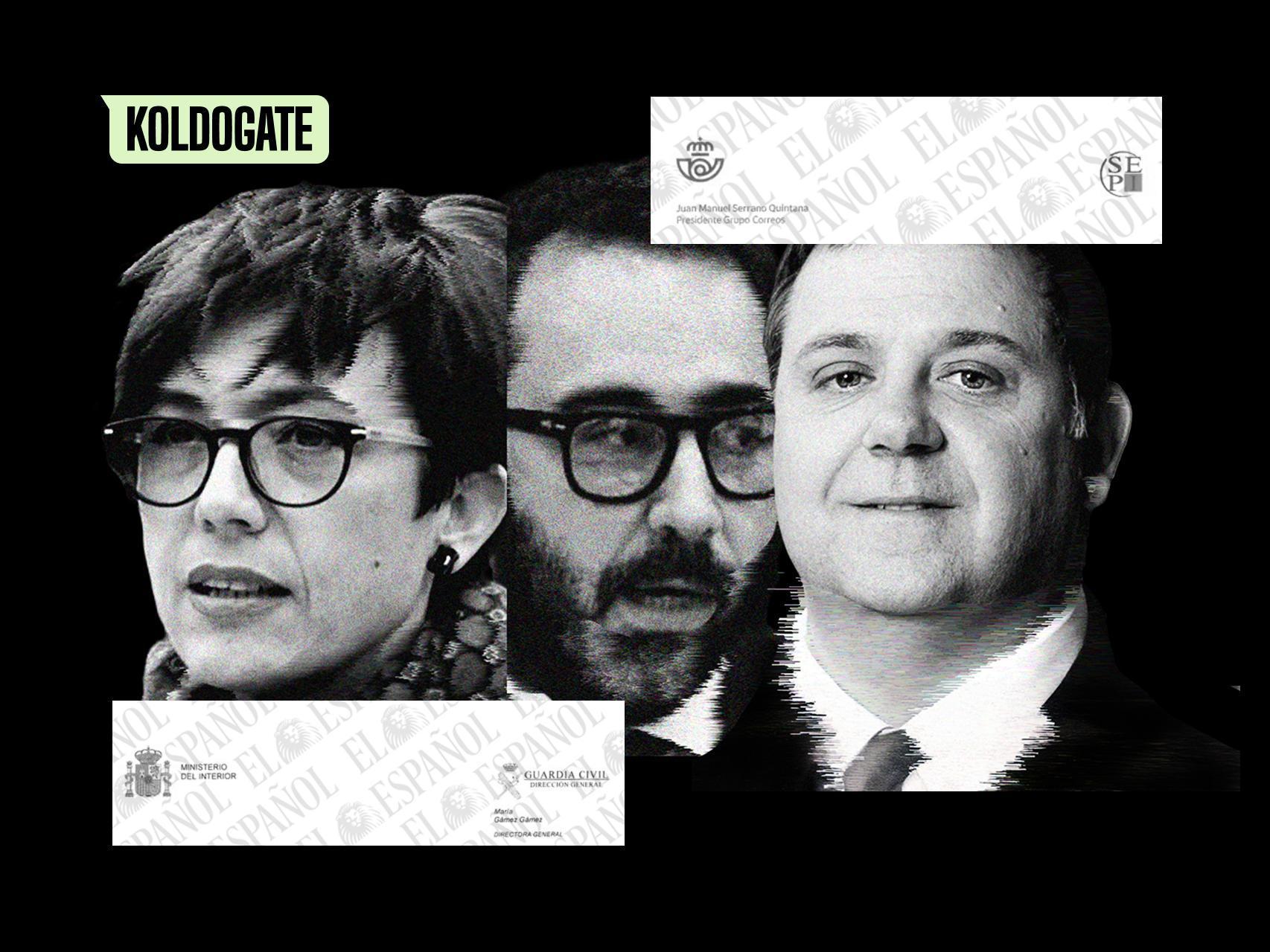 María Gámez, Víctor de Aldama y Juan Manuel Serrano