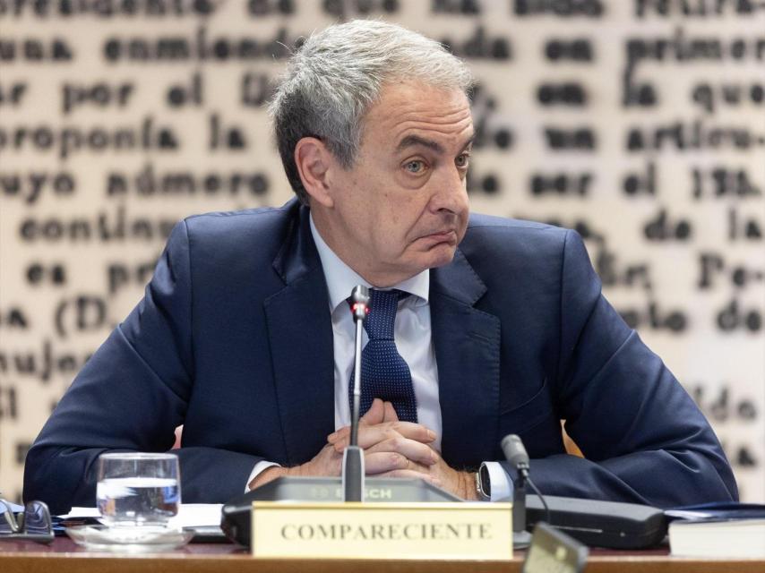 José Luis Rodríguez Zapatero, este lunes, en la Comisión de Investigación sobre el ‘caso Koldo’, en el Senado.