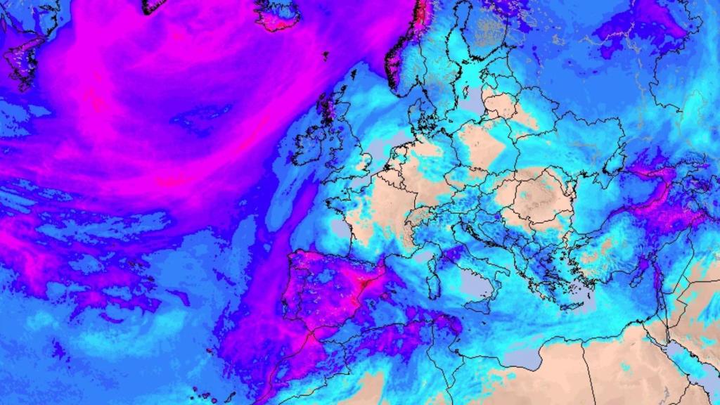 Imagen de la precipitación acumulada que se espera para este domingo 8 de marzo.