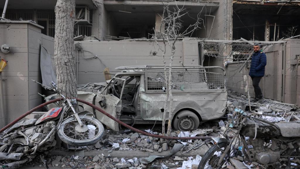 Condition of a police station in Tehran after a bombing.
