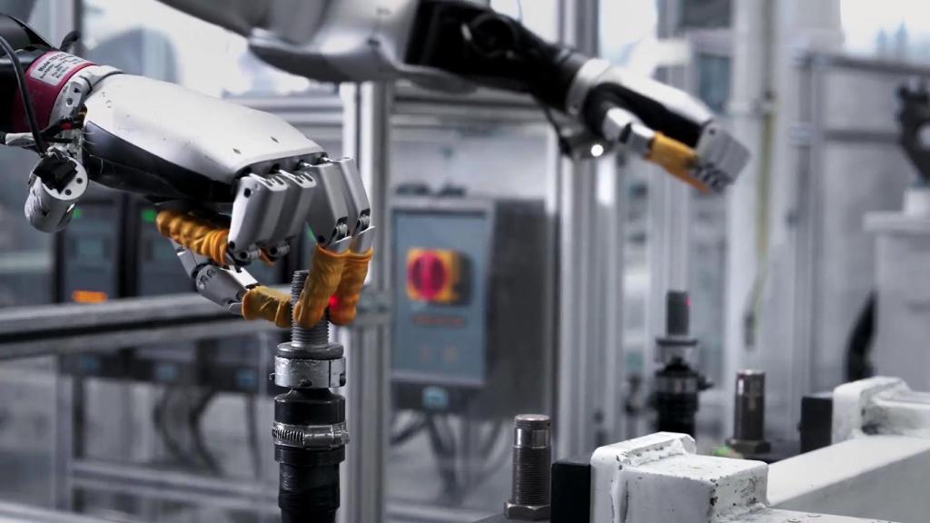 Robot de Xiaomi poniendo tuercas autorroscantes.