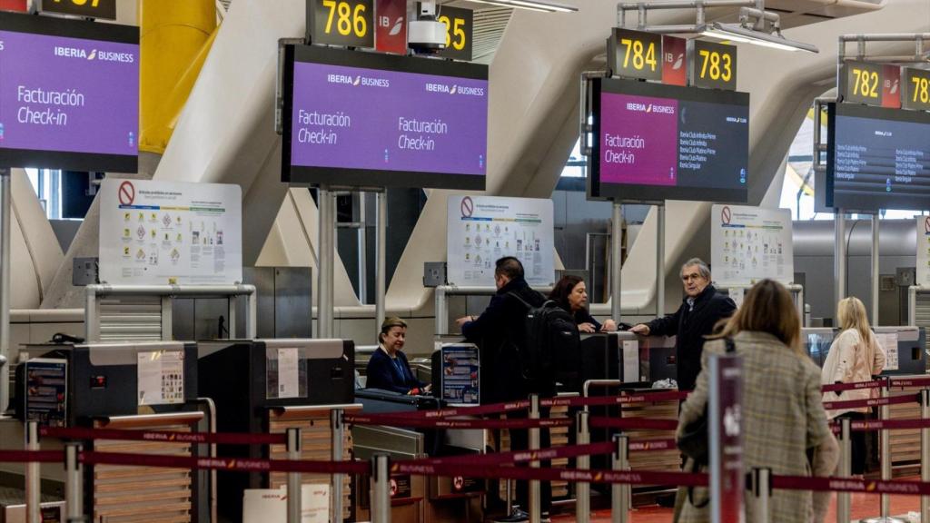 Un mostrador de facturación de Iberia en el Aeropuerto Adolfo Suárez Madrid-Barajas.