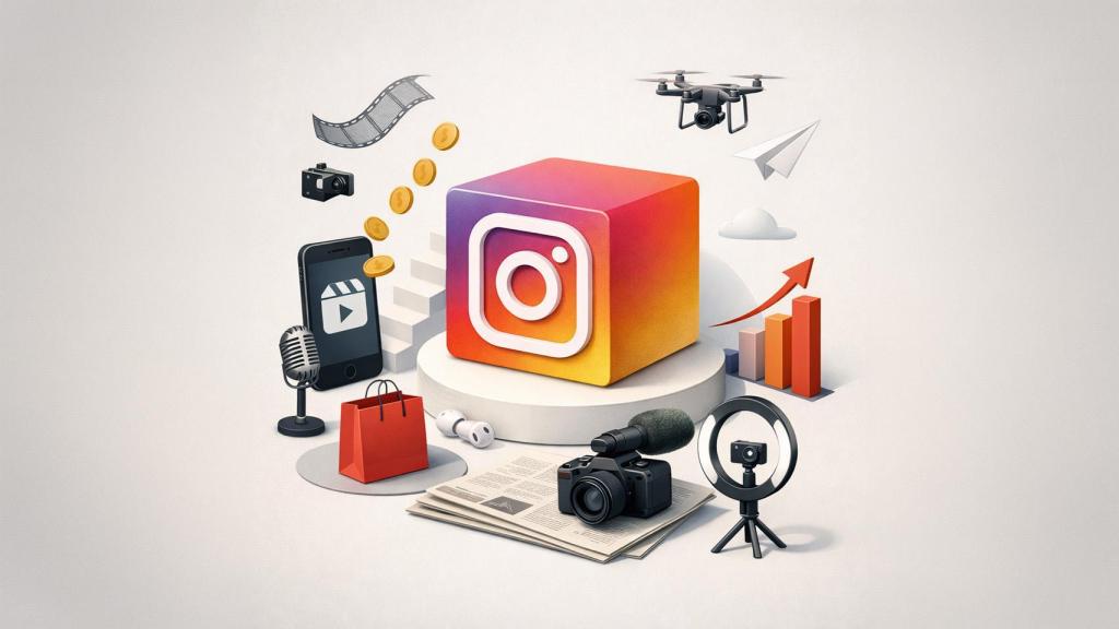 Imagen artística referenciando a Instagram y a la economía de los Reels.