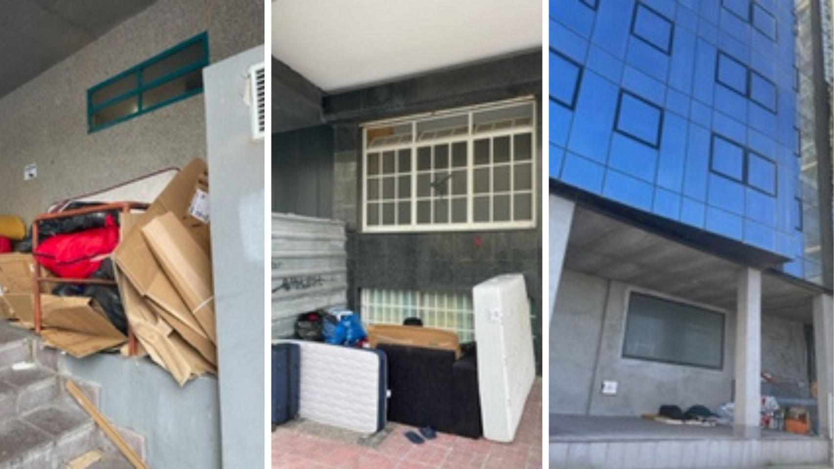 Enseres de personas sin hogar en la zona de Náutica.