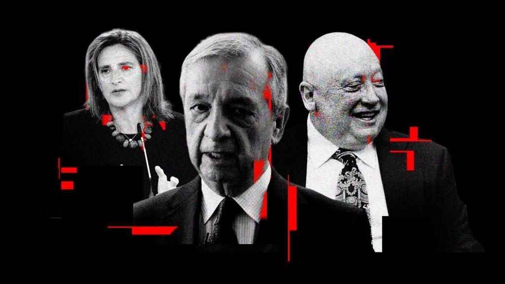 La ex ministra Teresa Ribera, su sobordinado Eugenio Domínguez y Fernando Samper, presidente de Forestalia.