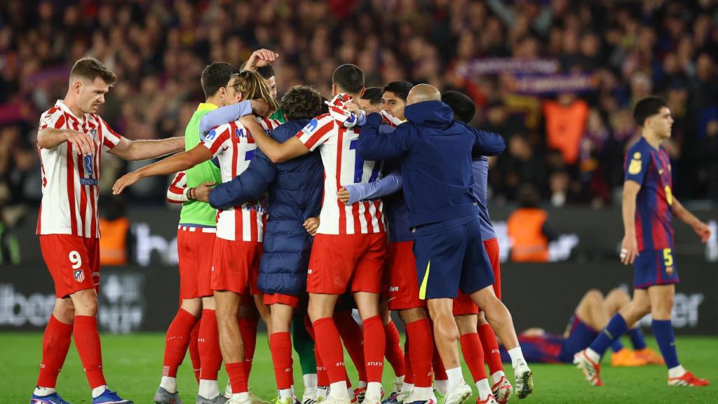 El Atlético de Madrid celebra el pase a la final de la Copa del Rey.